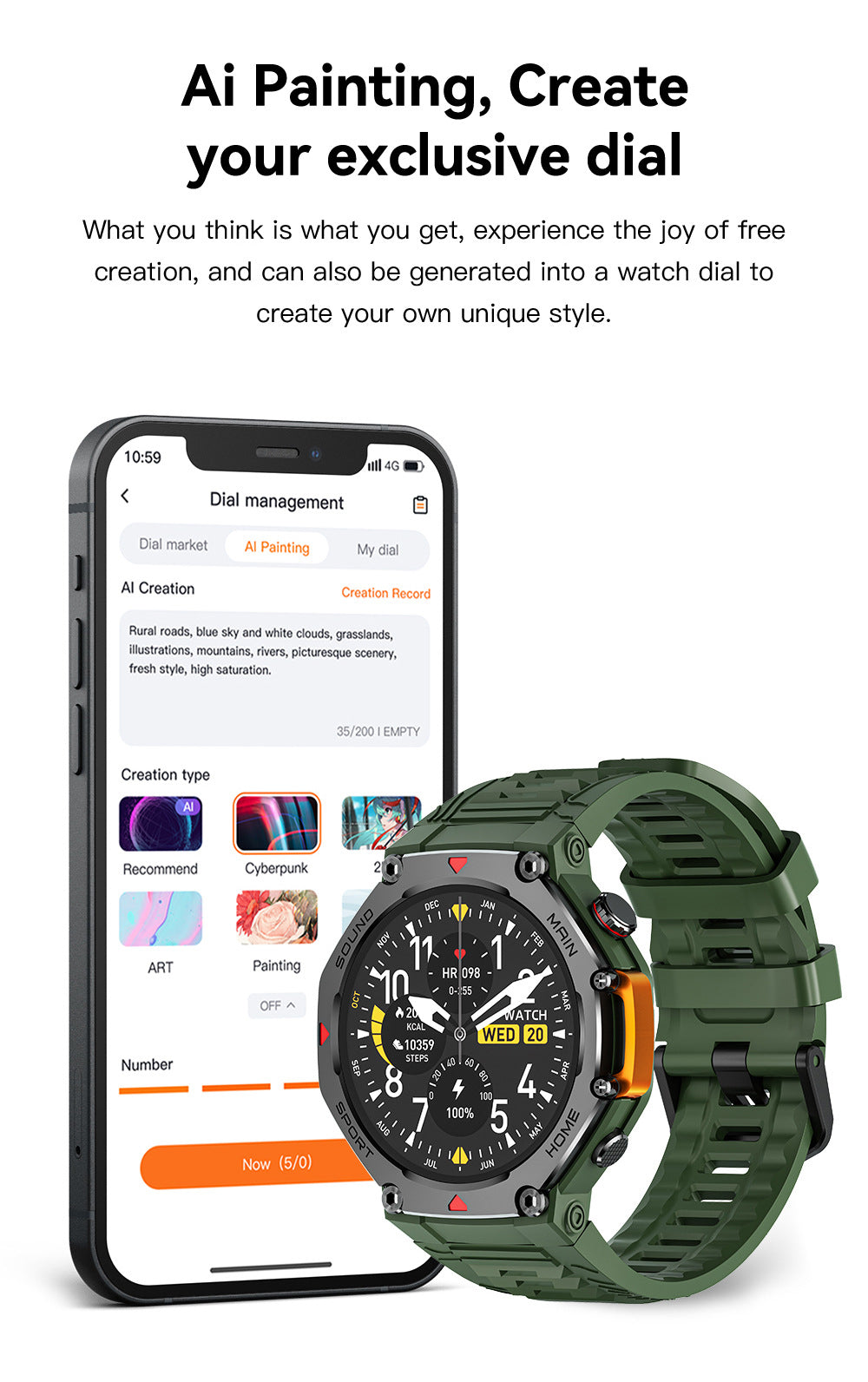 Rugged Military Smartwatch: Men's Outdoor Sports Watch with GPS Tracking, 5ATM Waterproof & HD Bluetooth Calls