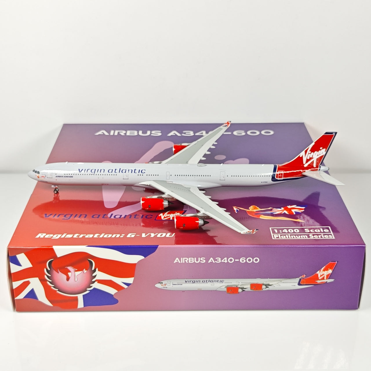Virgin Atlantic Airbus A340-600 G-VYOU Airplane Model 1/400 Scale