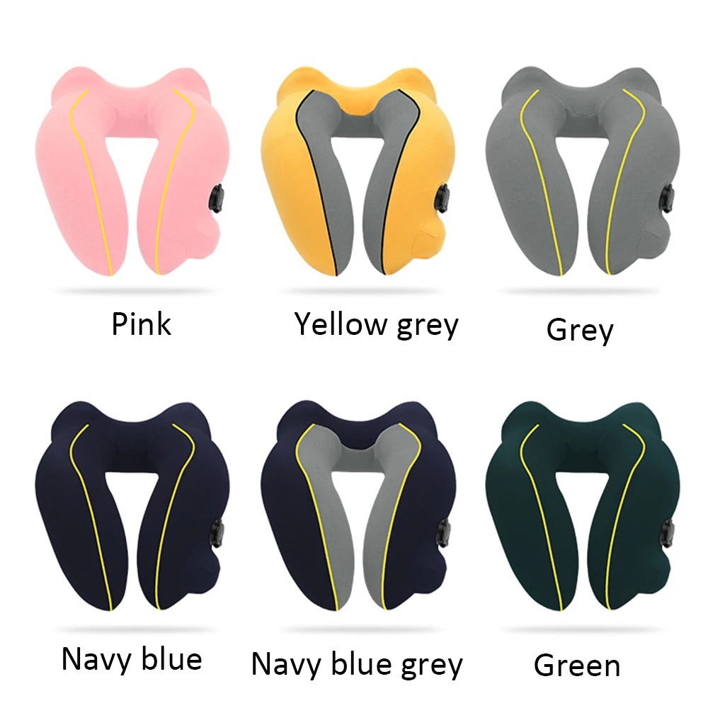 New Flannelette Inflatable U-Shaped Travel Neck Pillow: For Car, Aircraft