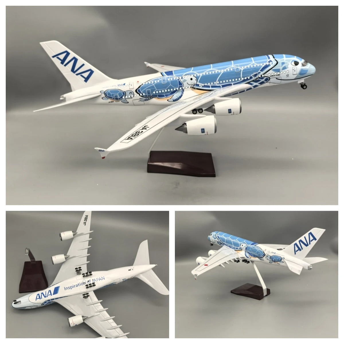 Air Japan ANA Blue Sea Turtle Airbus A380 Airplane Model (1/160 Scale)