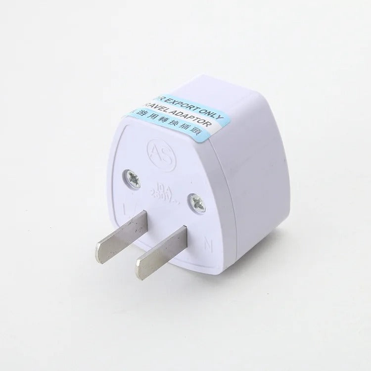 Universal US/UK/AU-to-EU Travel Power Adapter (2 Round Pin Socket)
