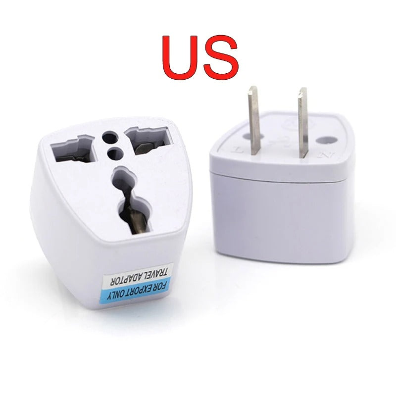 Universal US/UK/AU-to-EU Travel Power Adapter (2 Round Pin Socket)