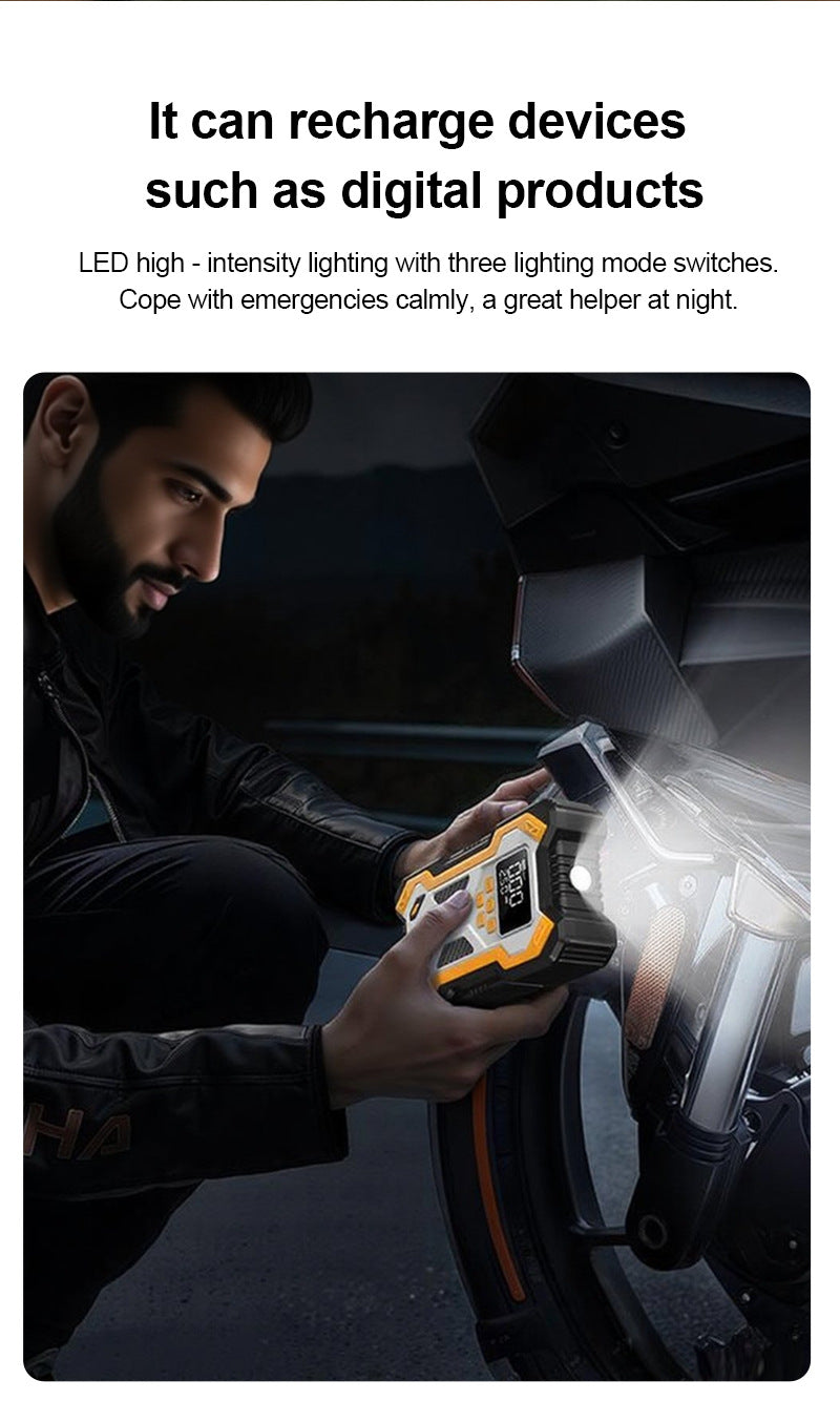 10000mAh 6000A Car Jump Starter: Air Compressor, LCD Screen