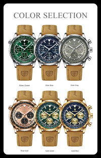 Thumbnail for Luxury Military-Inspired Men's Quartz Watch: Premium Leather Strap, Waterproof Design with Chronograph, Date & Luminous Display