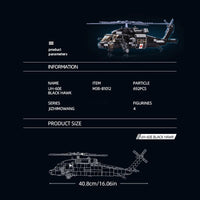 Thumbnail for 692PCS Military UH-60L Black Hawk Medical Rescue Helicopter Building Blocks With Mini Dolls