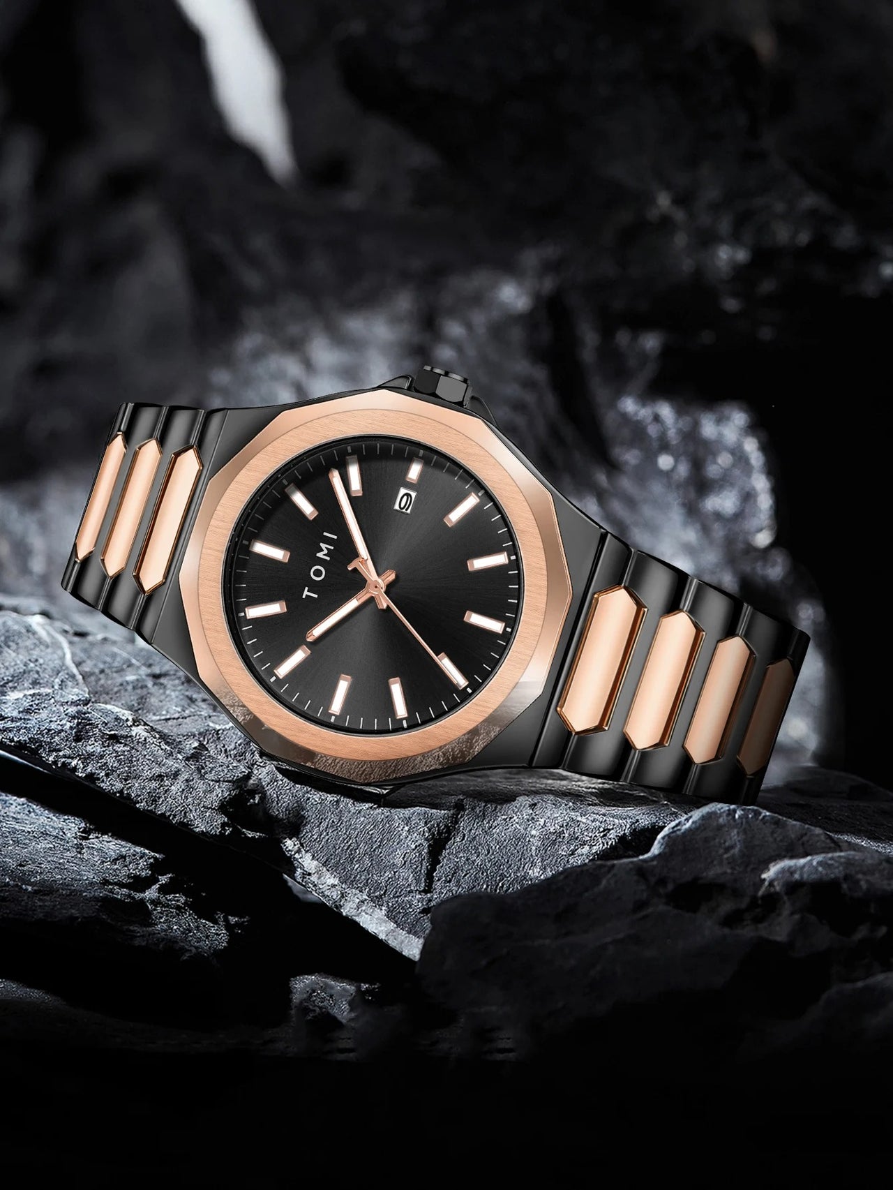 Relogio Masculino Gift Box: Luxury Business Quartz Watch with High-Quality Rose Gold Case (Simple & Versatile)