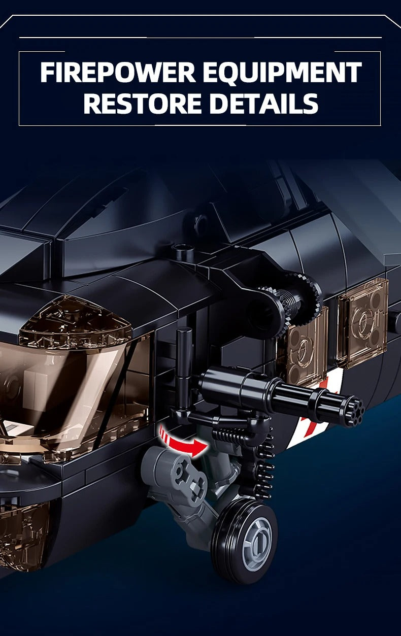 692PCS Military UH-60L Black Hawk Medical Rescue Helicopter Building Blocks With Mini Dolls