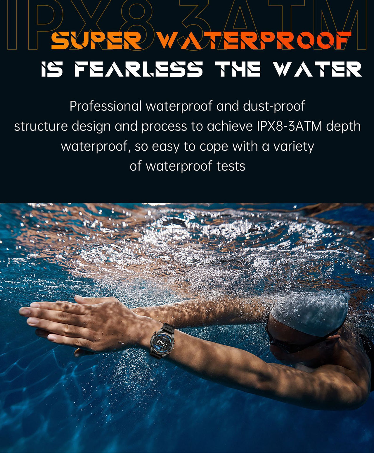 KT88 Sports Smart Watch: 1.7 Inch Fitness Recording Flashlight, Compass & Large Battery