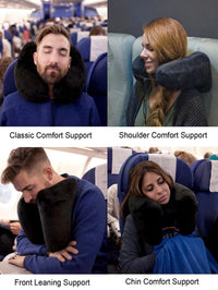 Thumbnail for Inflatable U-Shaped Hooded Travel Neck Pillow: Portable (with Blackout Windproof Cap)