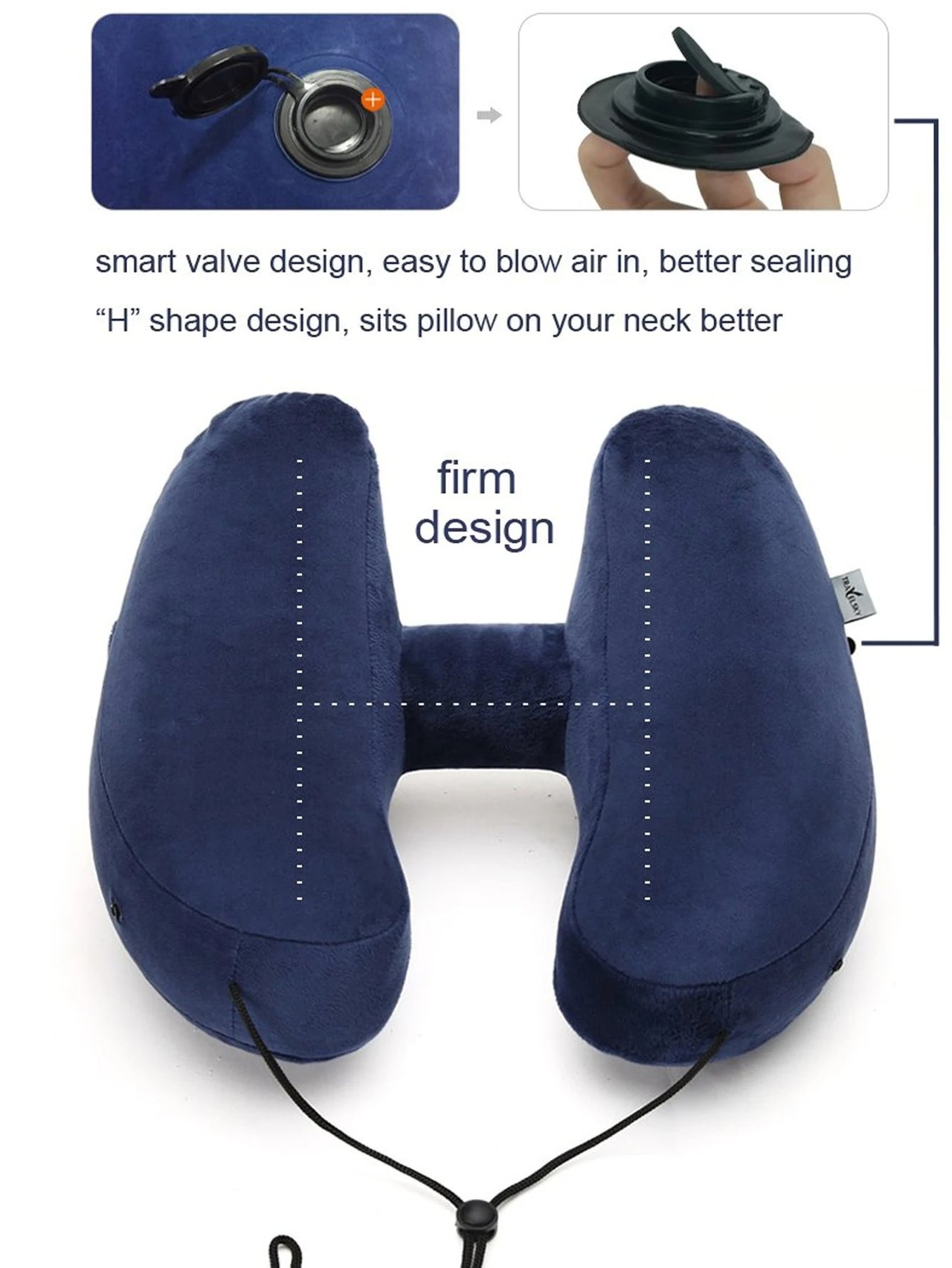 Inflatable U-Shaped Hooded Travel Neck Pillow: Portable (with Blackout Windproof Cap)