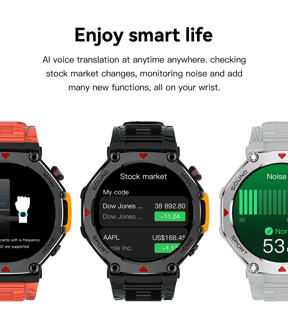 Rugged Military Smartwatch: Men's Outdoor Sports Watch with GPS Tracking, 5ATM Waterproof & HD Bluetooth Calls