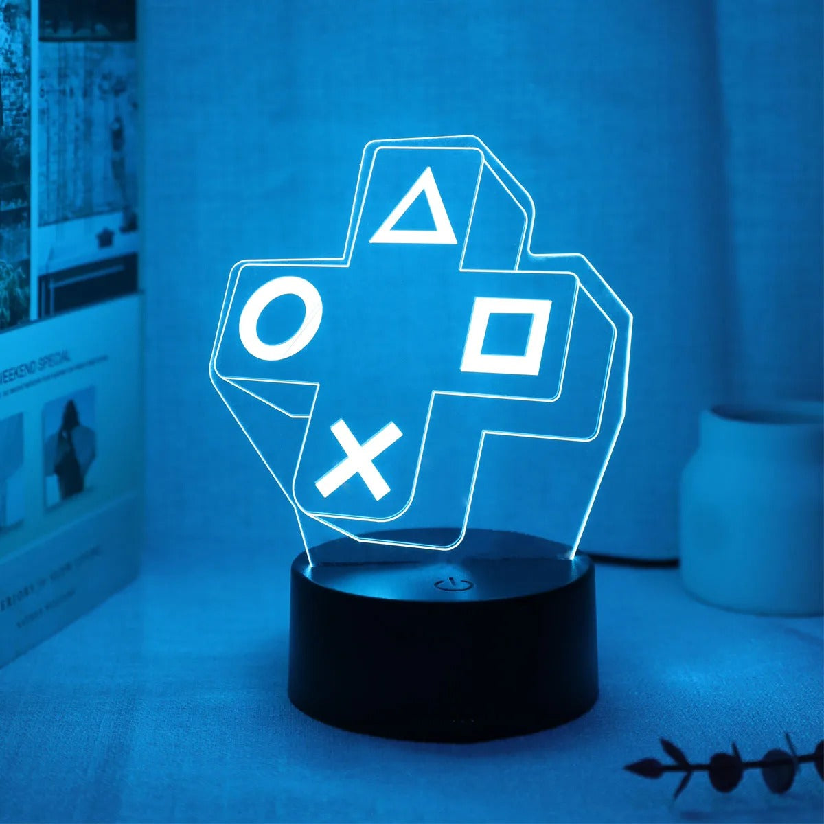 3D Gaming Cross Button Designed Night Lamp