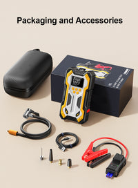 Thumbnail for 10000mAh 6000A Car Jump Starter: Air Compressor, LCD Screen