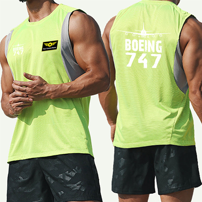 Boeing 747 & Plane Designed Sleveless Quick Dry Sports Tank Tops