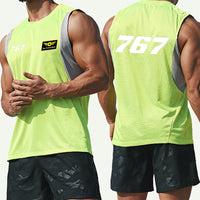 Thumbnail for 767 Flat Text Designed Sleveless Quick Dry Sports Tank Tops