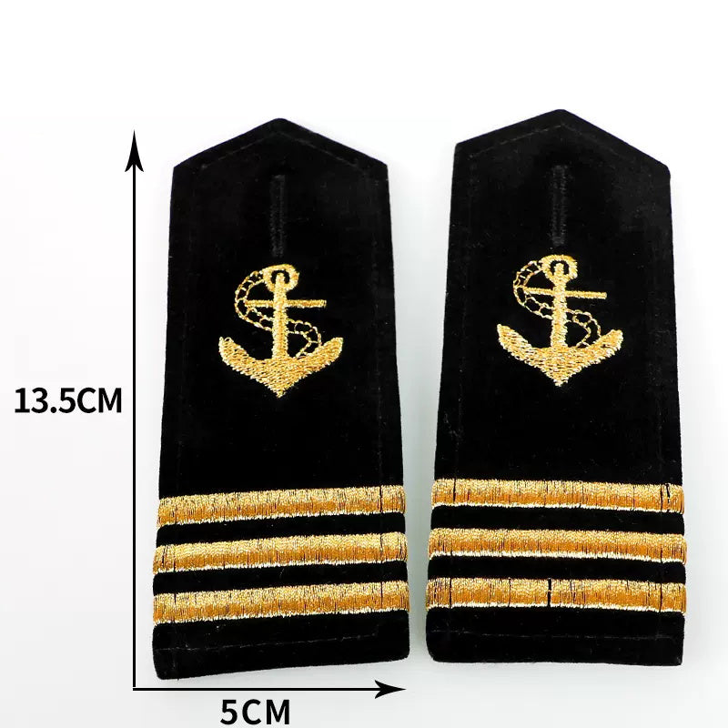 Super Quality Navy Yacht Captain Epaulettes (1,2,3,4 - Gold Stripes)