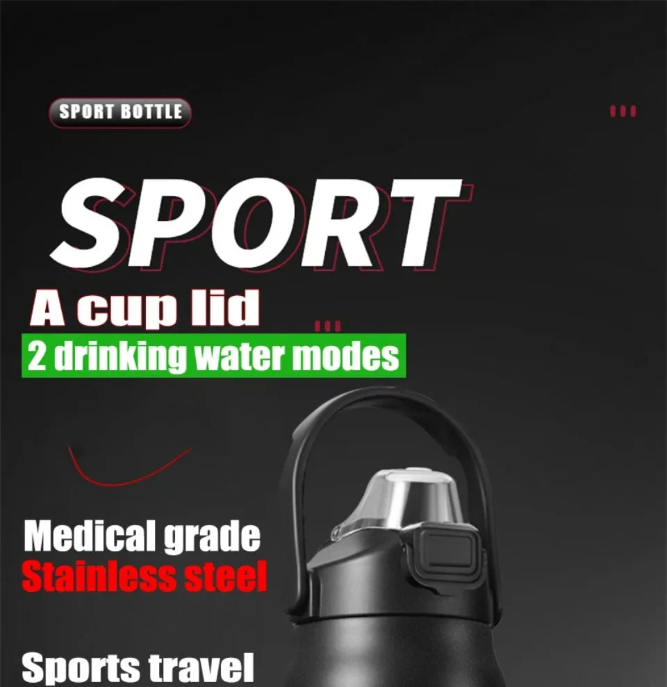 Portable Thermos with Straw Outdoor Sport 304 Stainless Steel Thermal Mug Tumbler Travel Outdoor Vacuum Flasks Hot Water Bottle