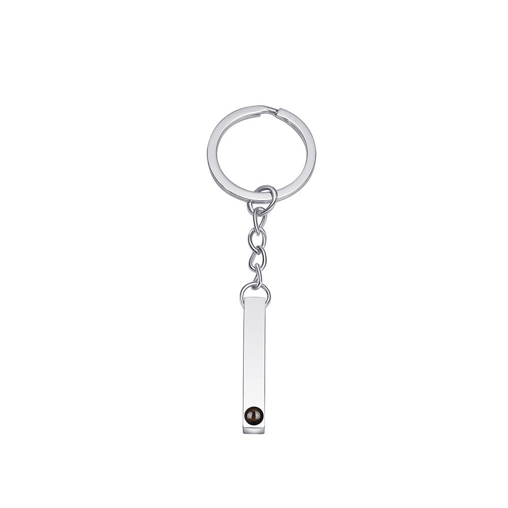 Your Custom Design & Image & Logo & Text Design  Photo projection titanium steel straight bar keychain