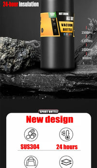 Thumbnail for Portable Thermos with Straw Outdoor Sport 304 Stainless Steel Thermal Mug Tumbler Travel Outdoor Vacuum Flasks Hot Water Bottle