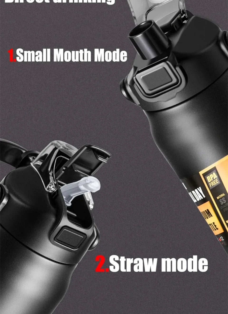 Portable Thermos with Straw Outdoor Sport 304 Stainless Steel Thermal Mug Tumbler Travel Outdoor Vacuum Flasks Hot Water Bottle