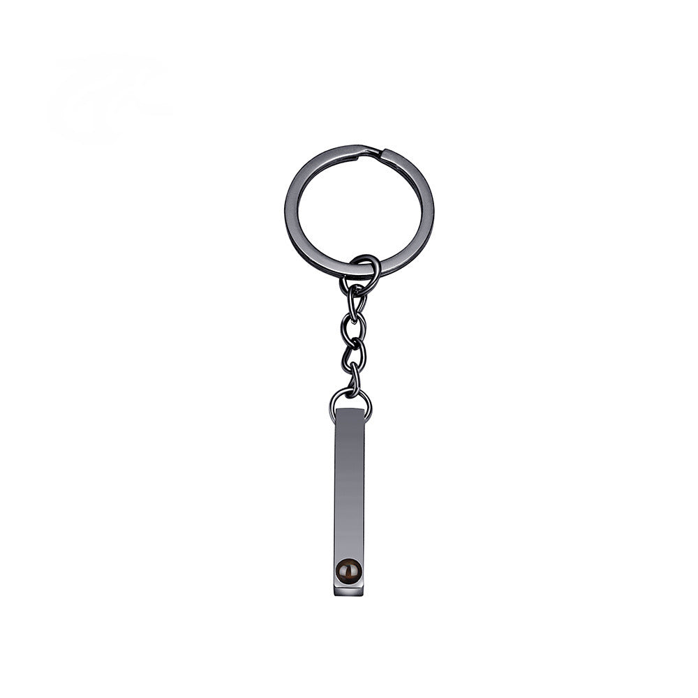 Your Custom Design & Image & Logo & Text Design  Photo projection titanium steel straight bar keychain