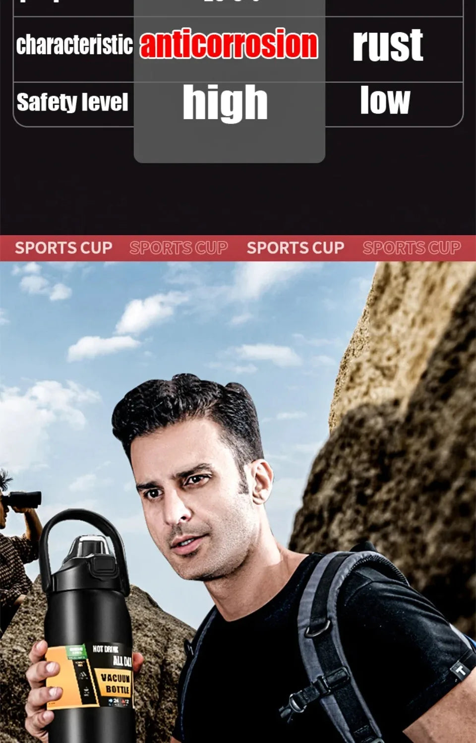 Portable Thermos with Straw Outdoor Sport 304 Stainless Steel Thermal Mug Tumbler Travel Outdoor Vacuum Flasks Hot Water Bottle