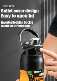 Thumbnail for Portable Thermos with Straw Outdoor Sport 304 Stainless Steel Thermal Mug Tumbler Travel Outdoor Vacuum Flasks Hot Water Bottle