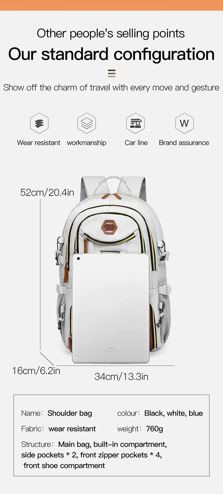 Outdoor Travel Backpack Large Capacity Sports Camping Trekking Knapsack Men Women Laptop Bag With Shoes Pocket School Bags