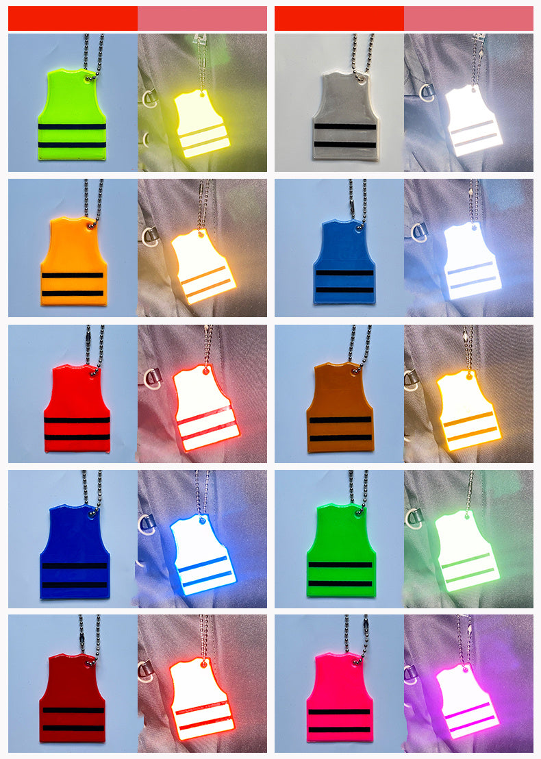 Safety Vest Shaped Reflective Keychain Luminous Key Rings