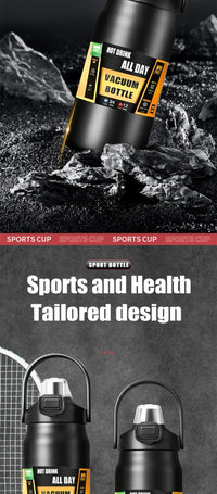 Thumbnail for Portable Thermos with Straw Outdoor Sport 304 Stainless Steel Thermal Mug Tumbler Travel Outdoor Vacuum Flasks Hot Water Bottle