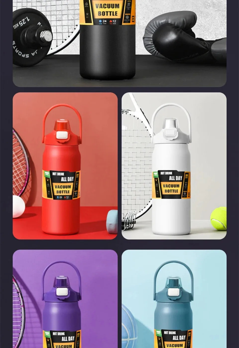 Portable Thermos with Straw Outdoor Sport 304 Stainless Steel Thermal Mug Tumbler Travel Outdoor Vacuum Flasks Hot Water Bottle