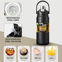 Thumbnail for Portable Thermos with Straw Outdoor Sport 304 Stainless Steel Thermal Mug Tumbler Travel Outdoor Vacuum Flasks Hot Water Bottle