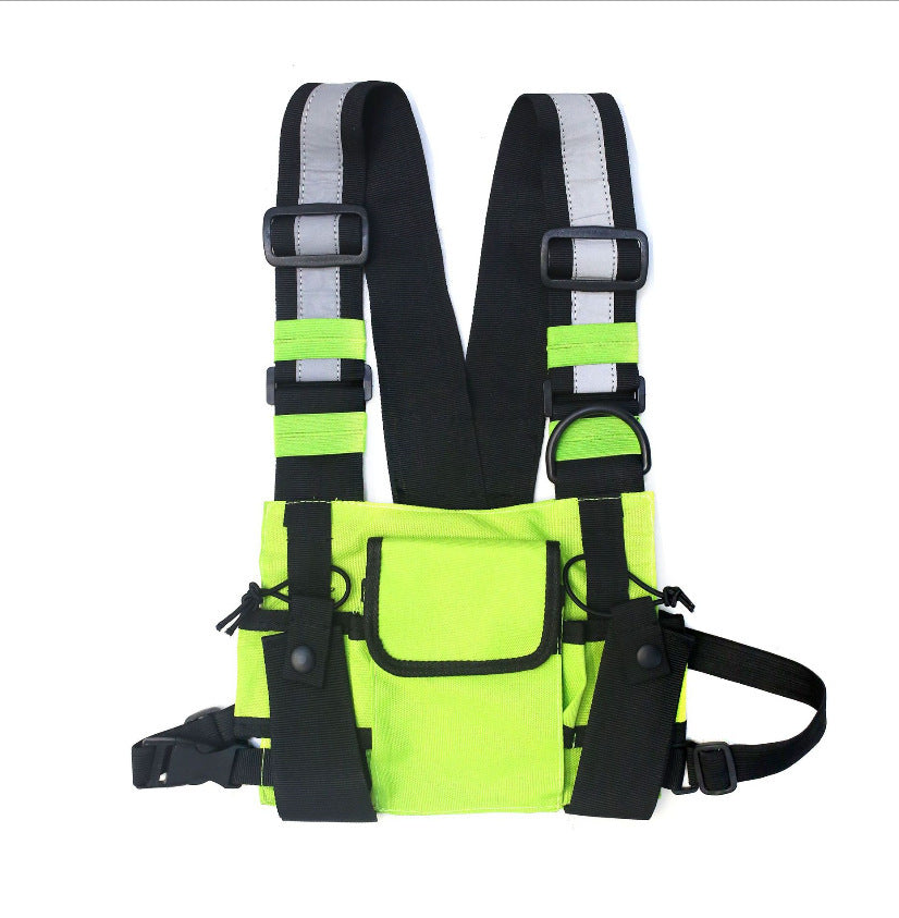 Cabin Crew Crossbody Chest Bag — Reflective Oxford Sling in green
