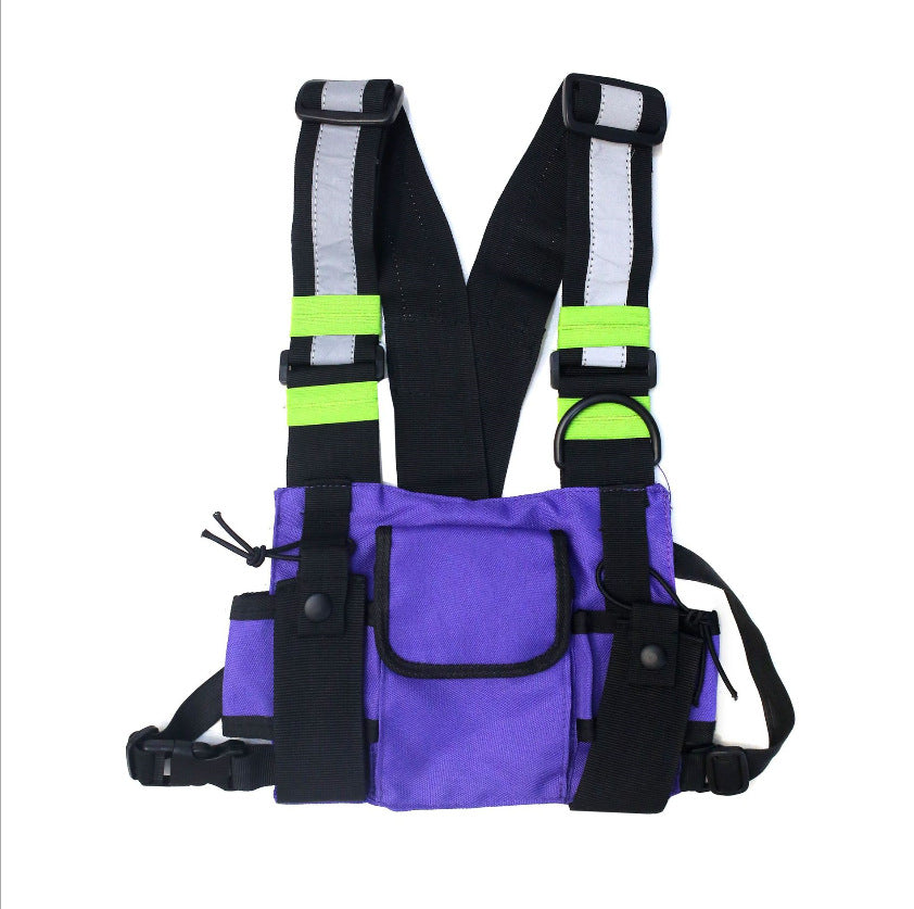 Cabin Crew Crossbody Chest Bag — Reflective Oxford Sling in purple