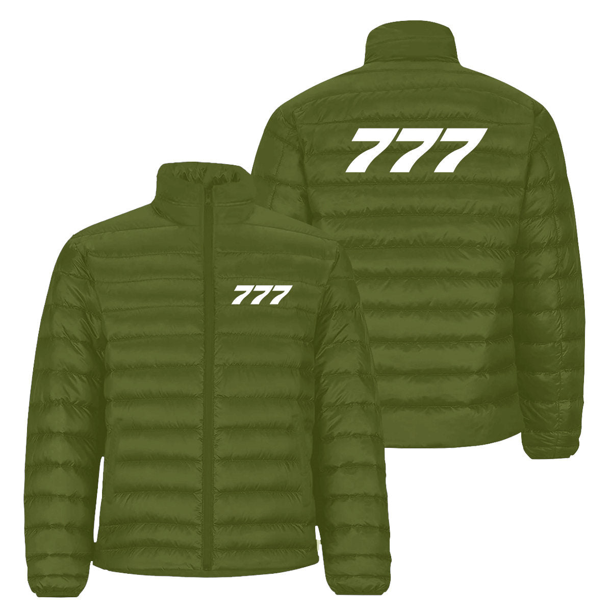 777 Flat Text Designed Padded Jackets