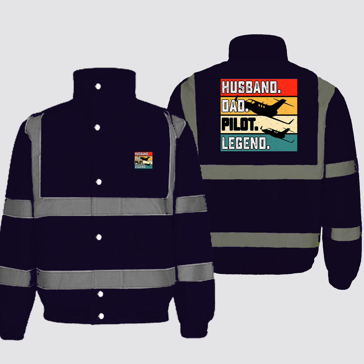 Husband & Dad & Pilot & Legend Designed Reflective Winter Jackets