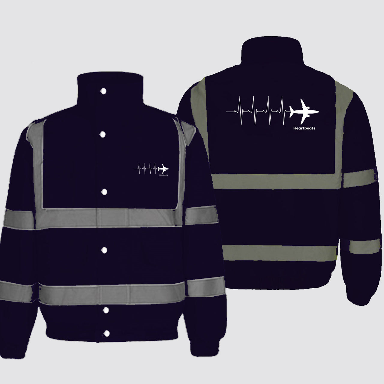 Aviation Heartbeats Designed Reflective Winter Jackets