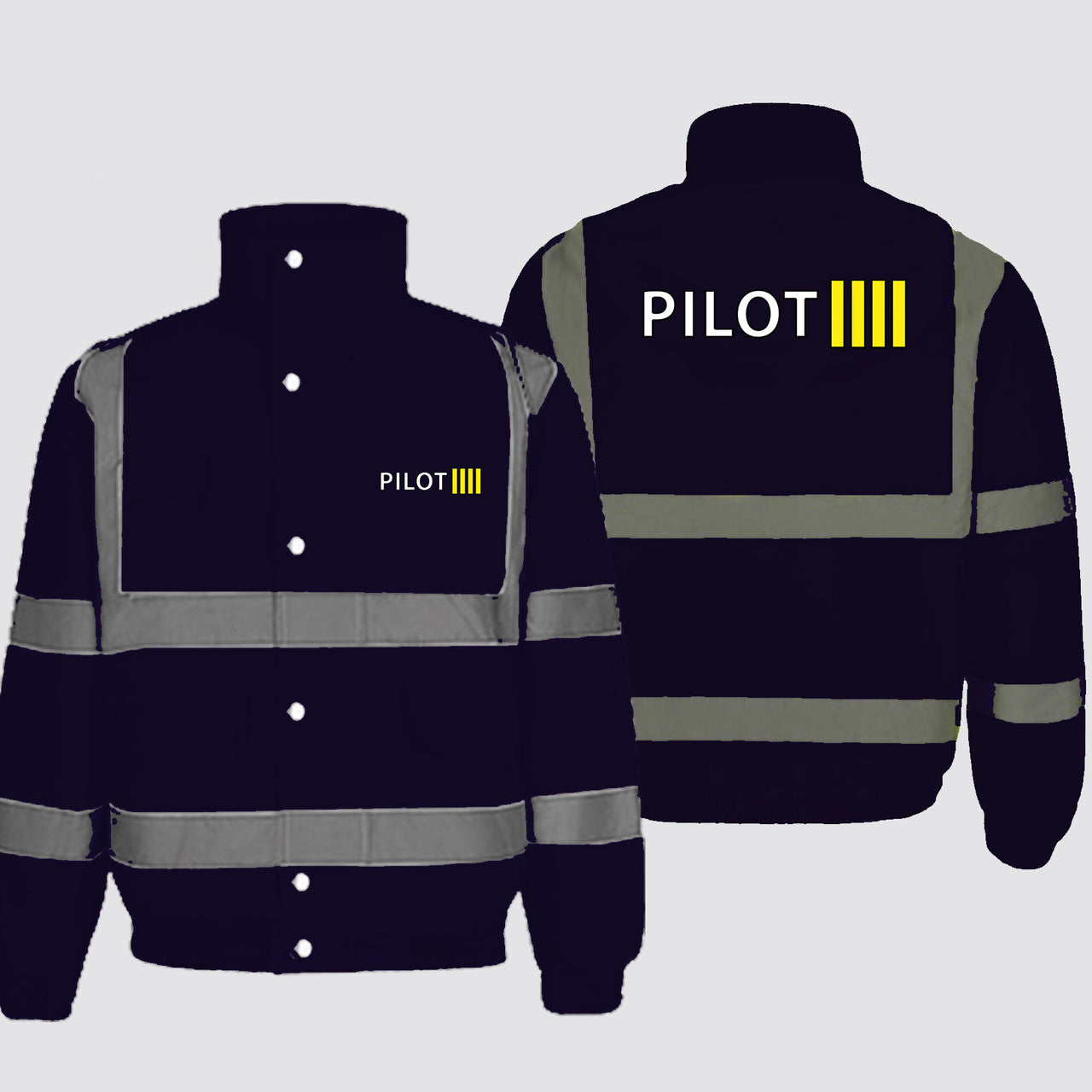 Pilot & Stripes (4 Lines) Designed Reflective Winter Jackets