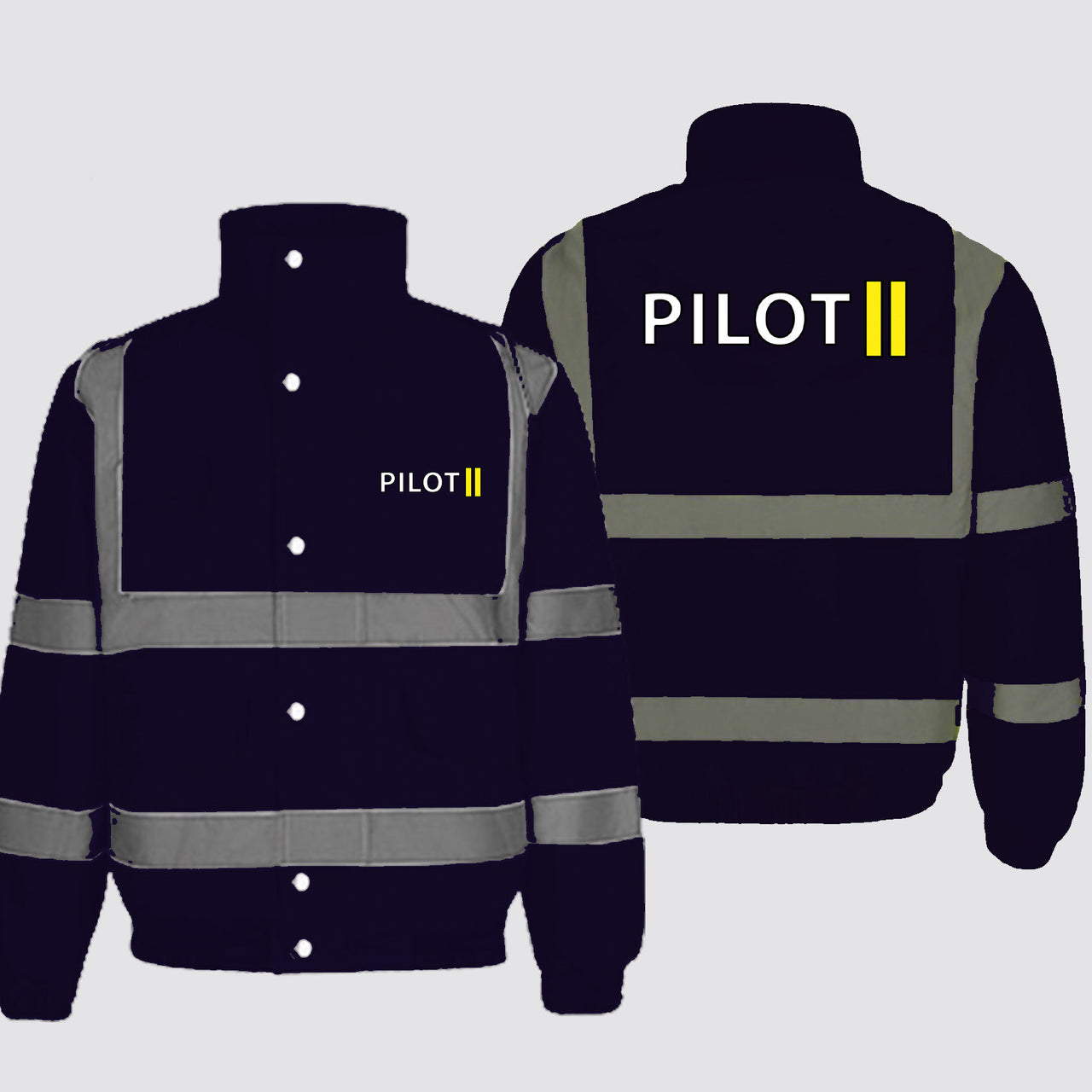 Pilot & Stripes (2 Lines) Designed Reflective Winter Jackets