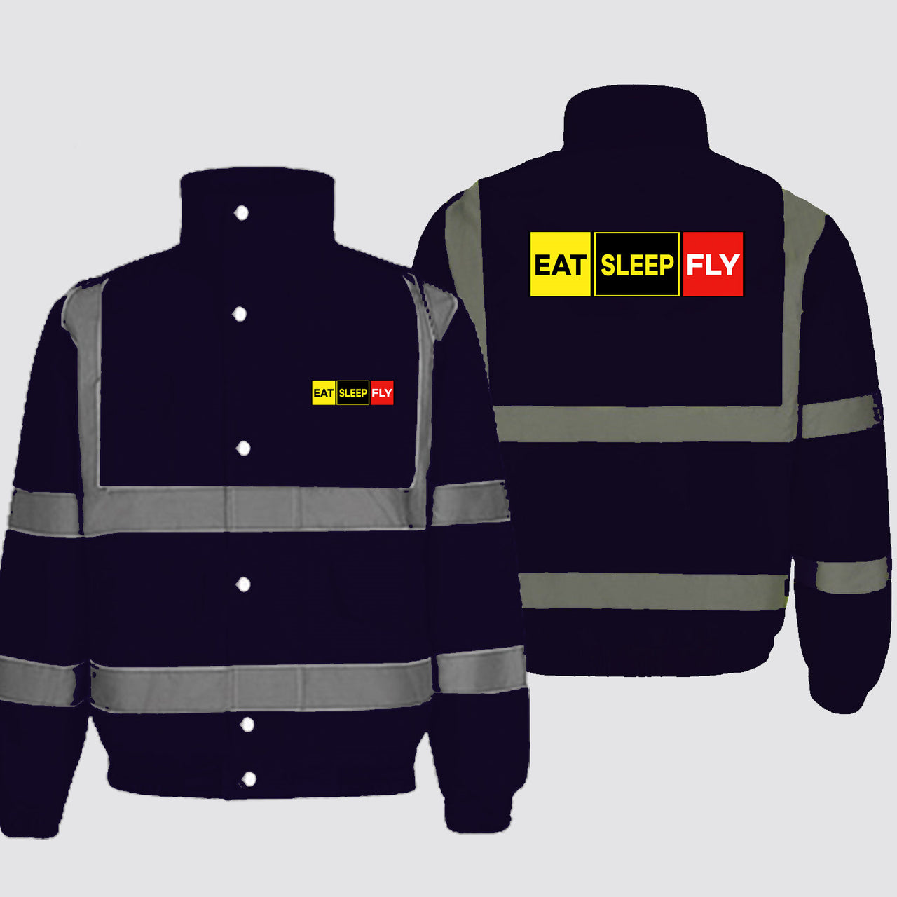 Eat Sleep Fly (Colourful) Designed Reflective Winter Jackets