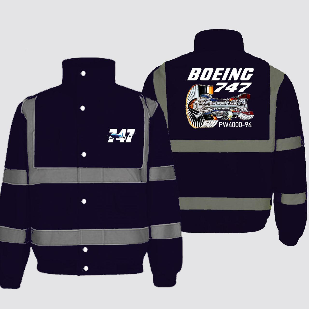 Boeing 747 & PW4000-94 Engine Designed Reflective Winter Jackets
