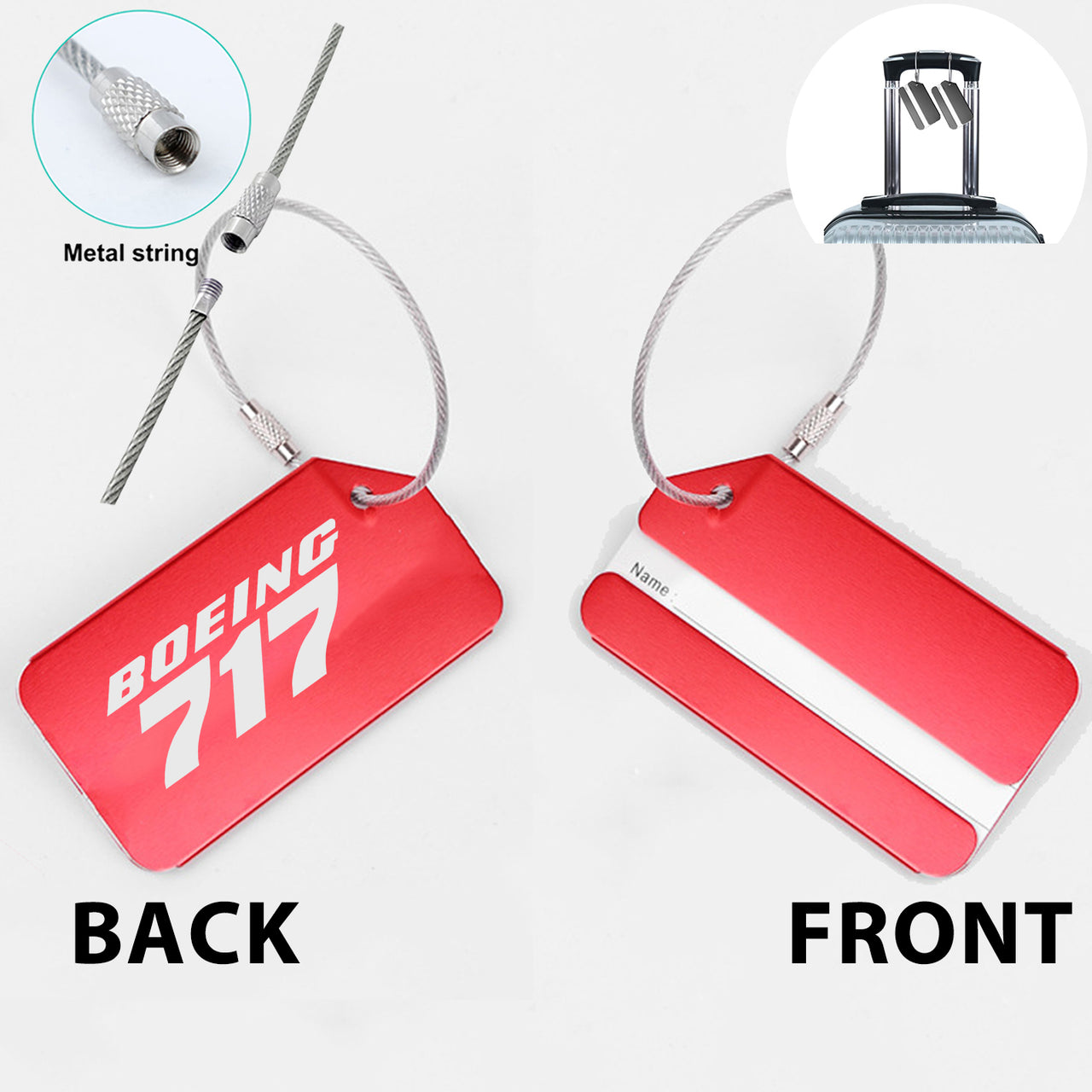 Boeing 717 & Text Designed Fashion Metal Luggage Tags