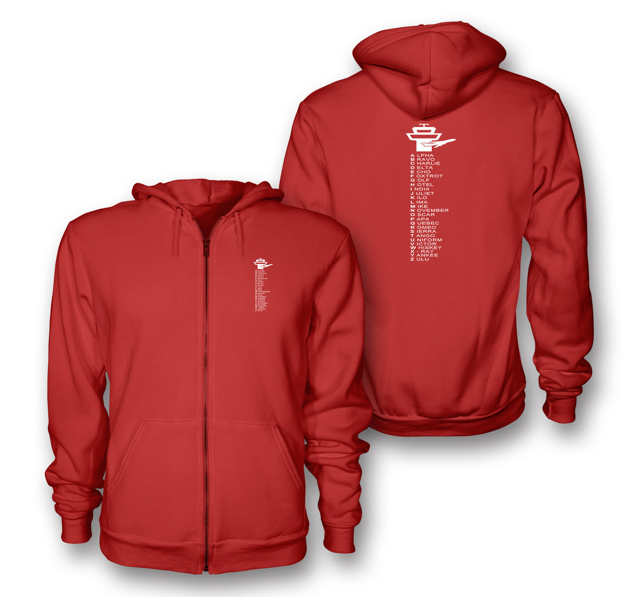 Aviation Alphabet Designed Zipped Hoodies