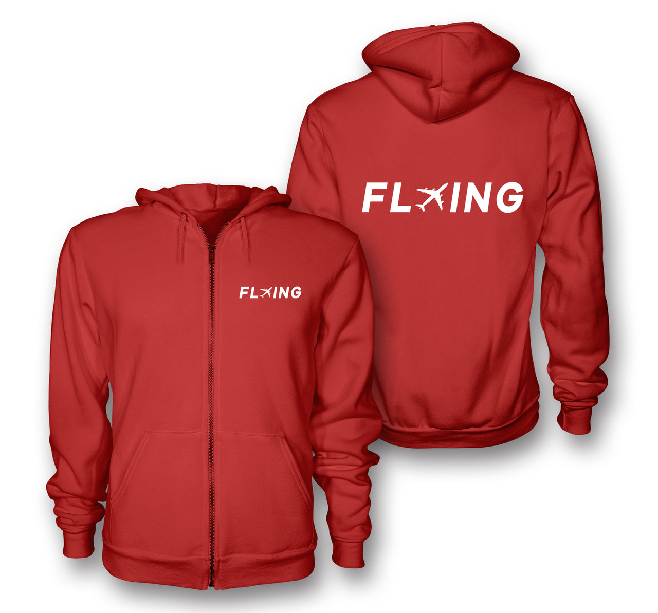 Flying Designed Zipped Hoodies