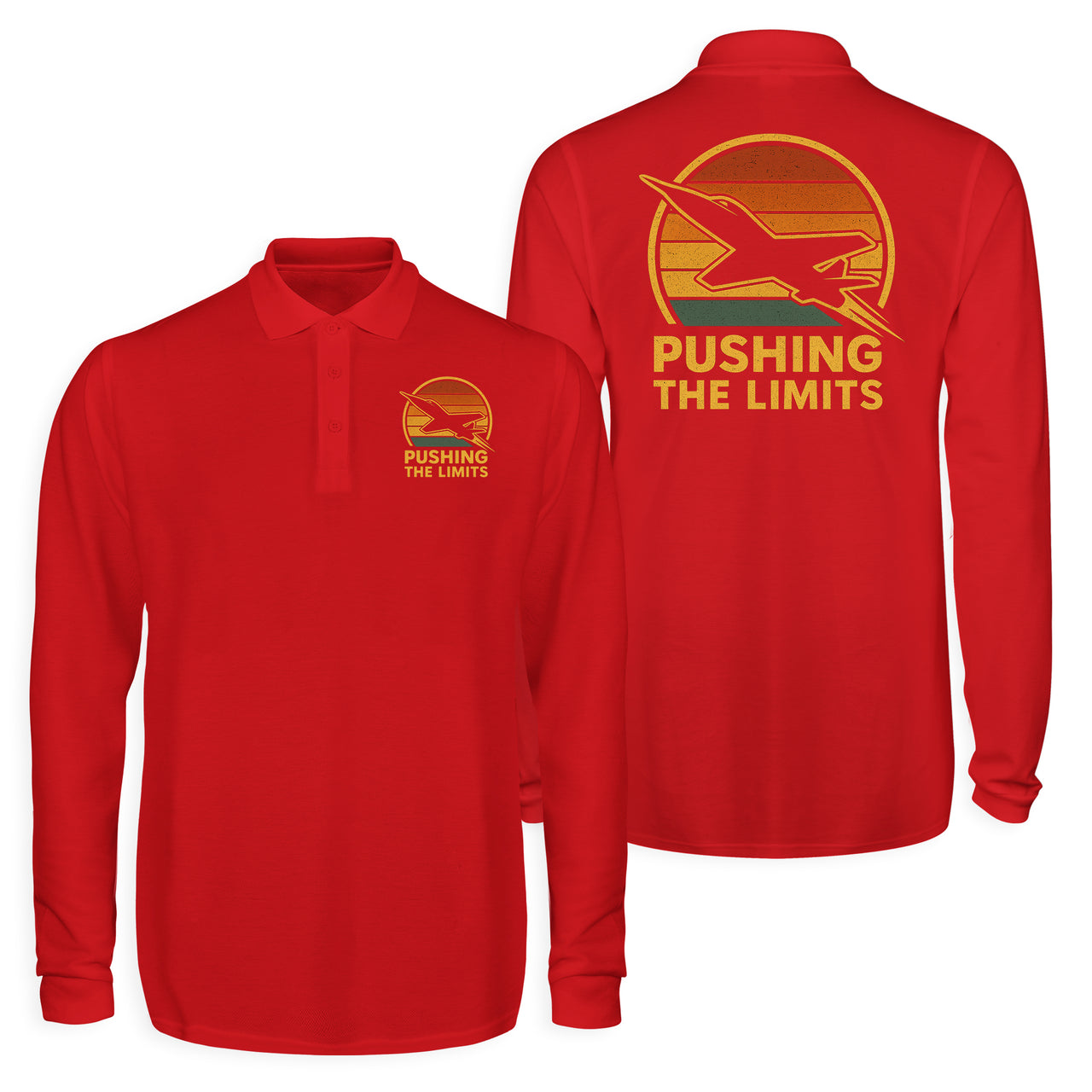 Pushing The Limits Retro Designed Long Sleeve Polo T-Shirts (Double-Side)