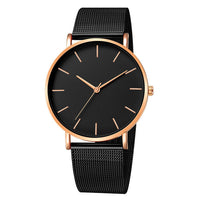 Thumbnail for Fashion Leisure Simple Ultra Thin Creative Black Stainless Steel Quartz Watches Business Wristwatch Clock