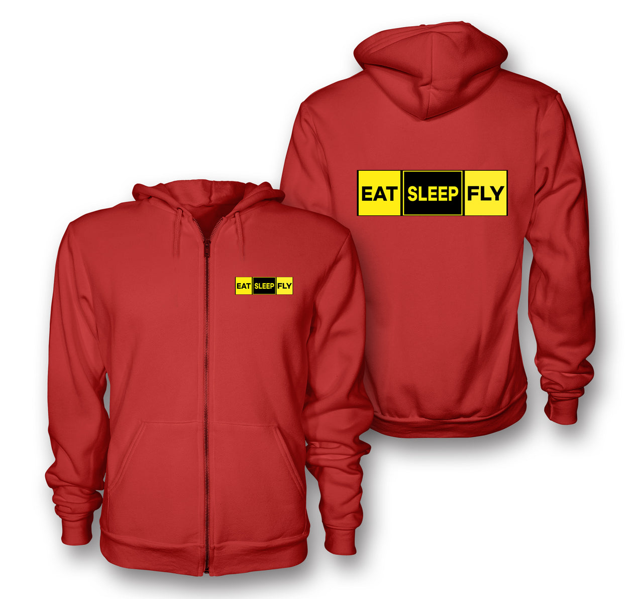 Eat Sleep Fly (Colourful) Designed Zipped Hoodies