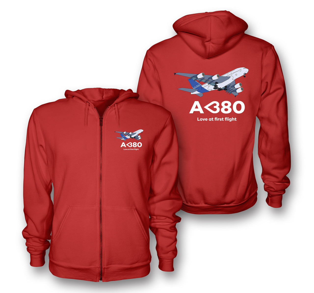 Airbus A380 Love at first flight Designed Zipped Hoodies