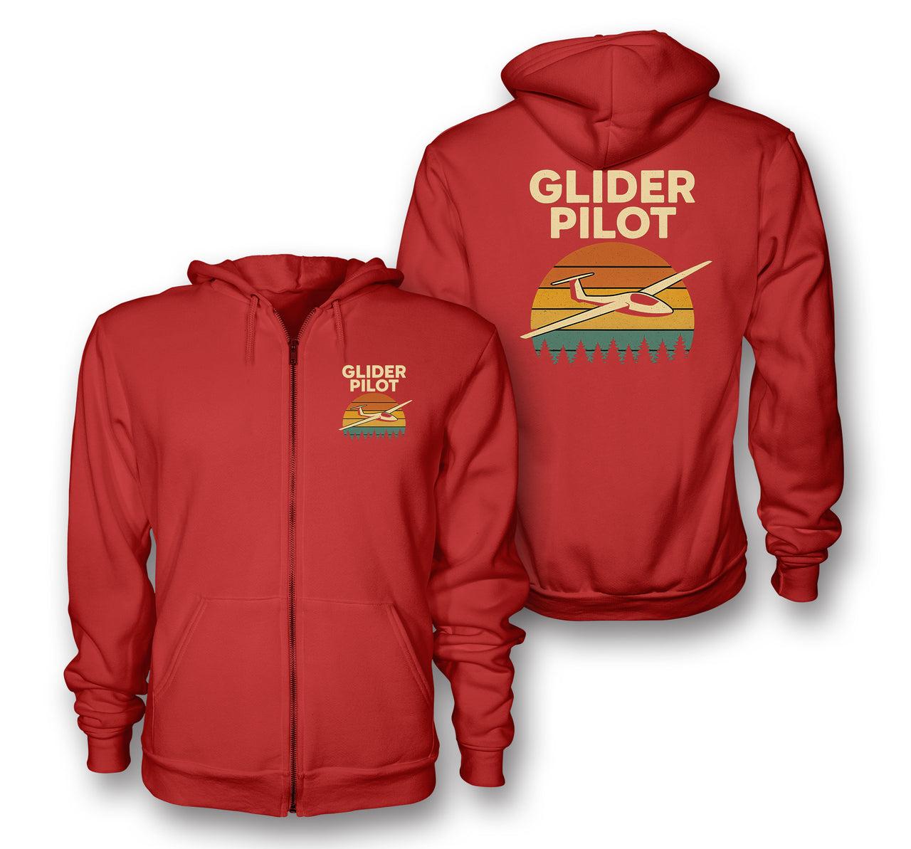 Retro Glider Designed Zipped Hoodies