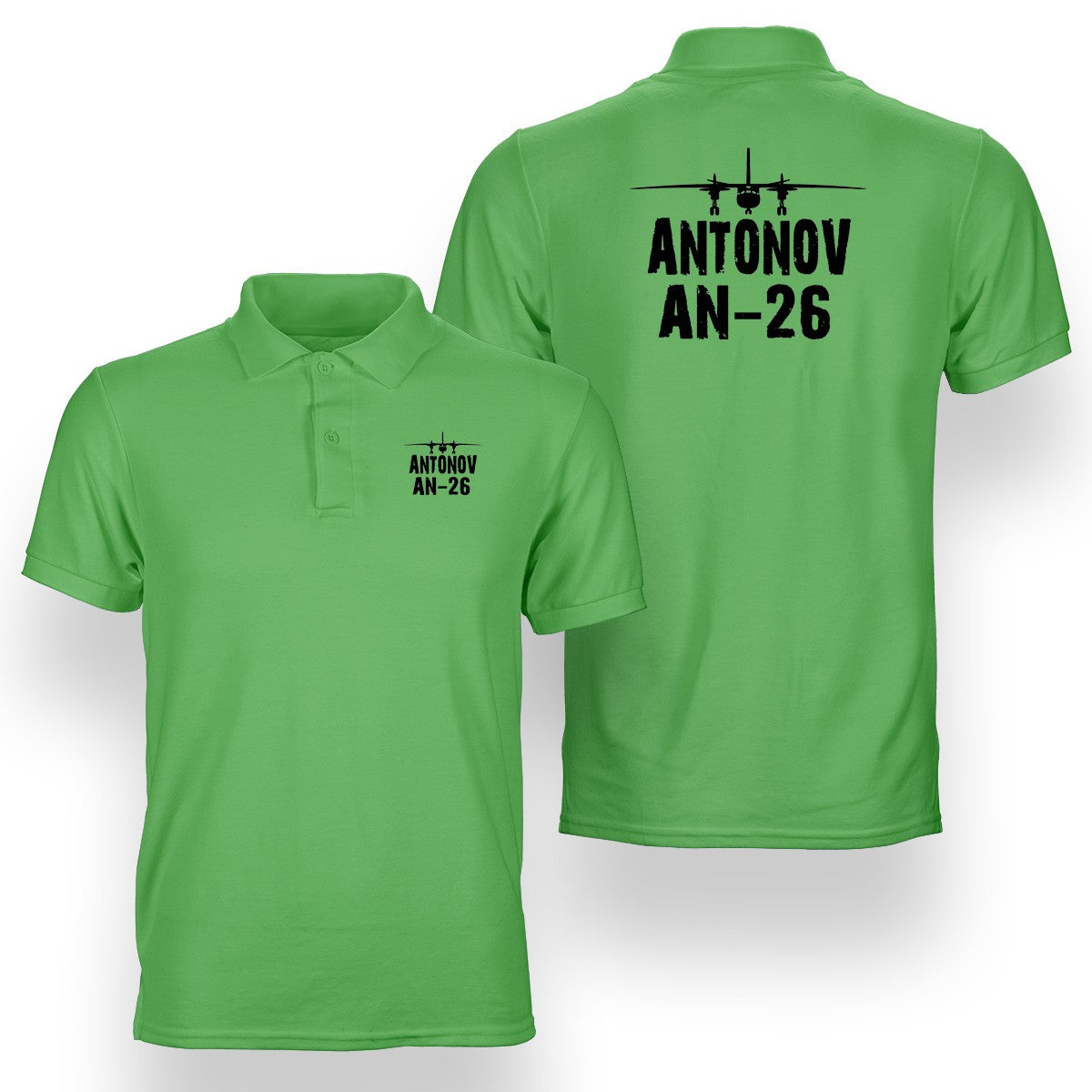 Antonov AN-26 & Plane Designed Double Side Polo T-Shirts